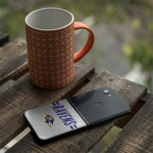 NFL Baltimore Ravens White Striped Google Pixel 3a XL Skin